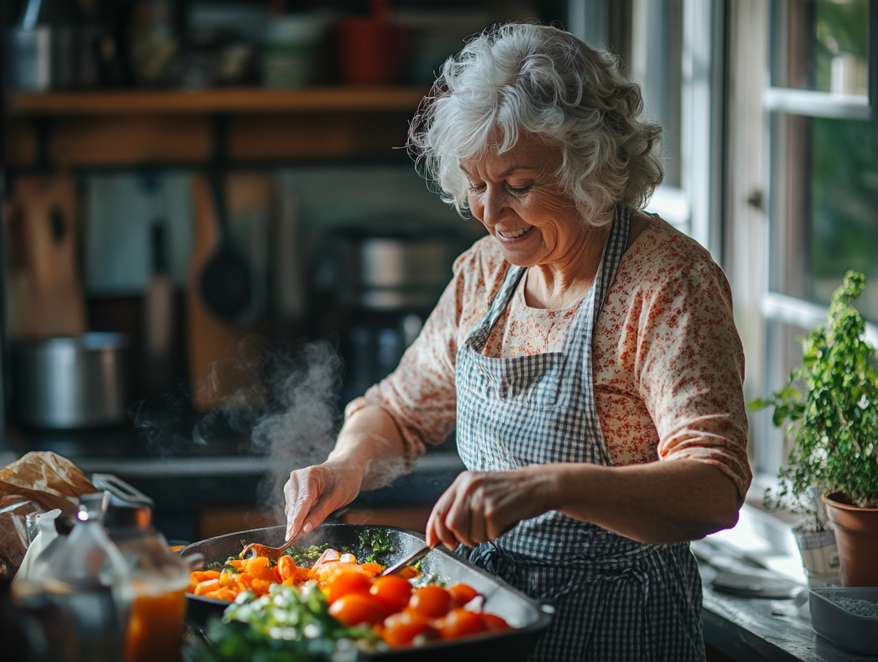Щаслива пара старшого віку насолоджується здоровою їжею
